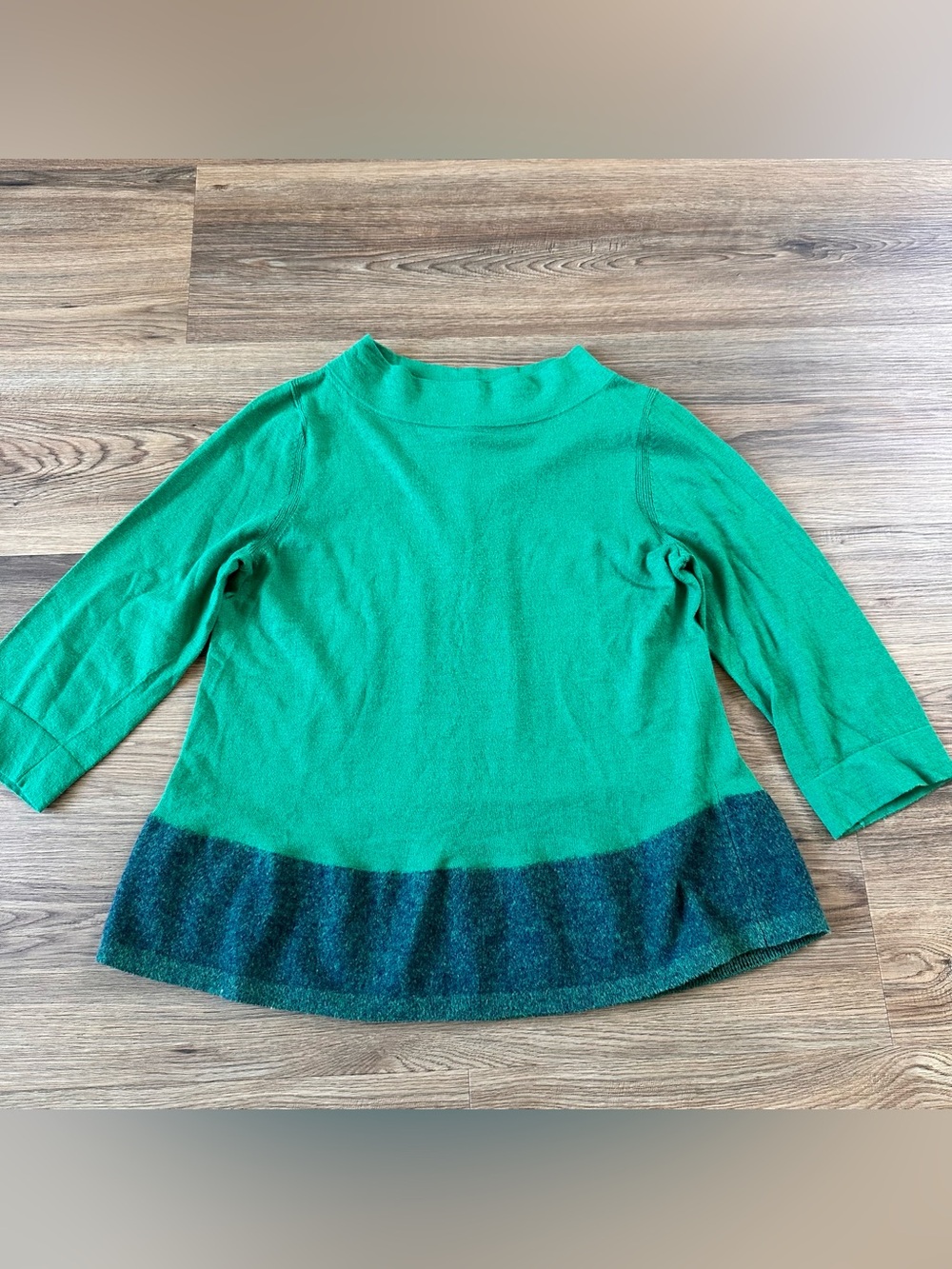 Anthropologie Green Knit Evi Sweater Women Medium A-Line Wool Cashmere Cabin